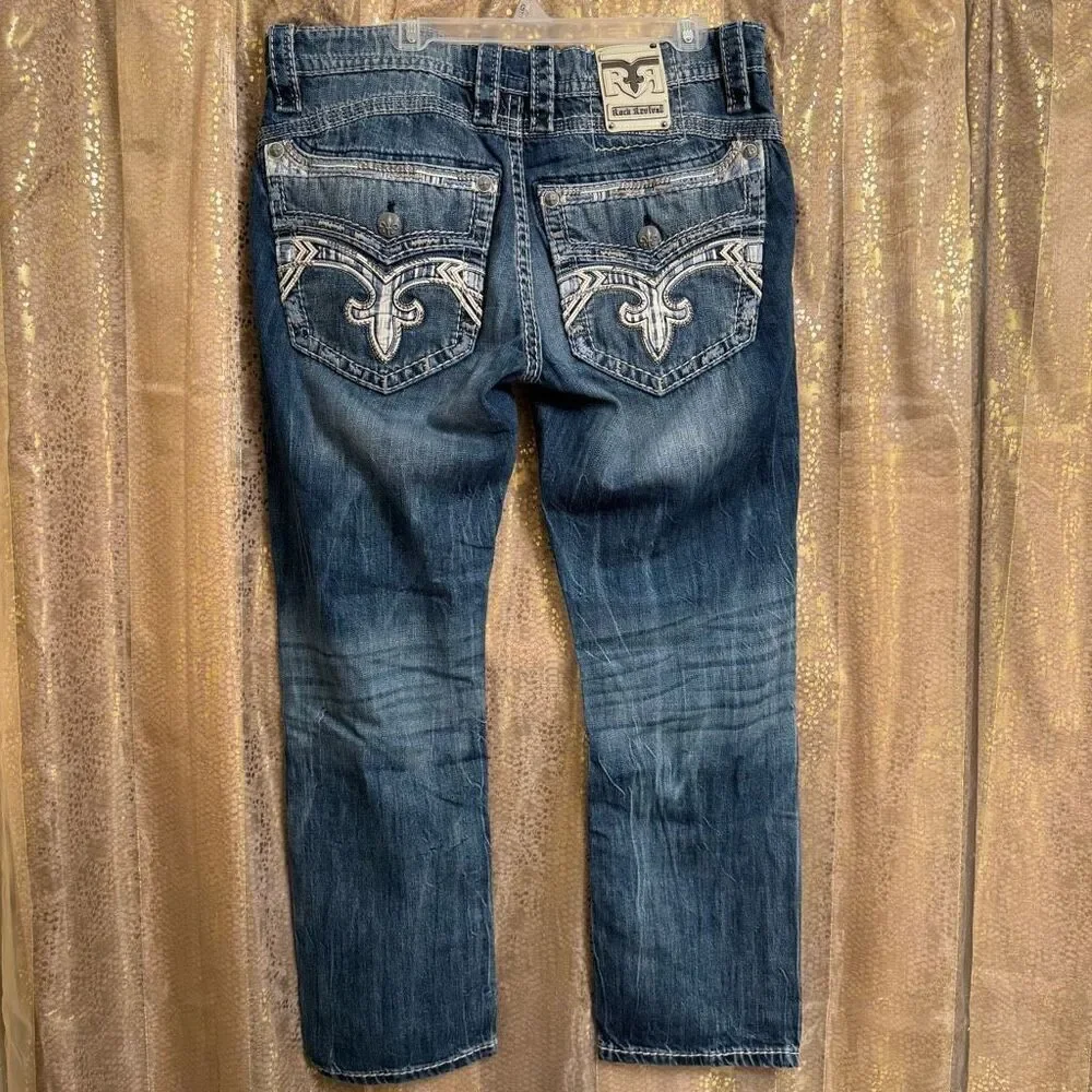 Rock Revival Men's Adriel SJ400 Slim Straight Jeans Size 38 - Picture 2 of 14